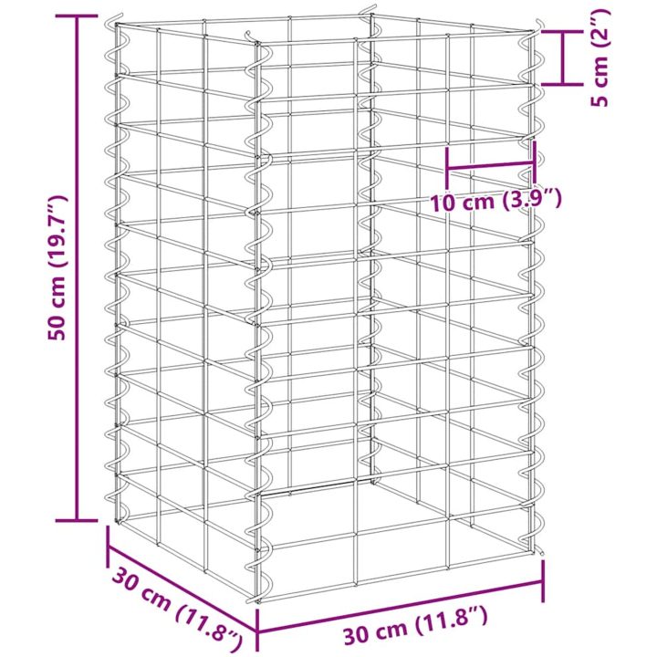 Gabioner 4 st 30x30x50/100/150/200 cm järn vidaXL 30 x 30 x 50/100/150/200 cm (4 st) – bild 7