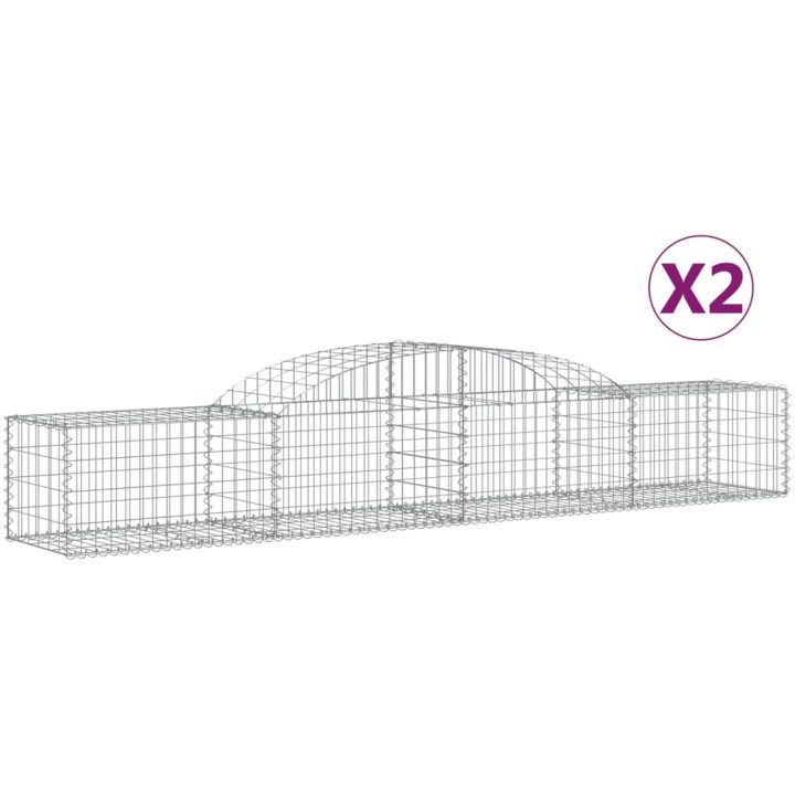 Gabioner bågformad 2 st galvaniserat järn vidaXL 300 x 50 x 40/60 cm – bild 2