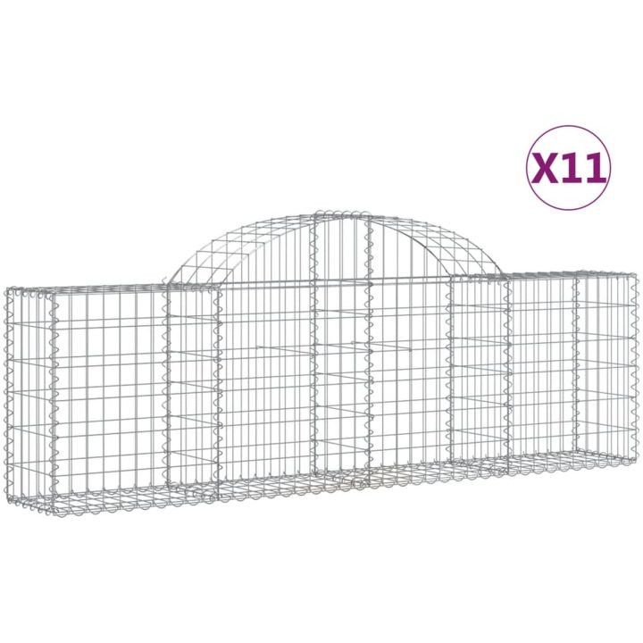 Gabioner bågformade 11 st galvaniserat järn vidaXL 200 x 30 x 60/80 cm – bild 2