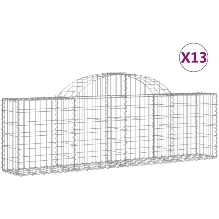 Gabioner bågformade 13 st galvaniserat järn vidaXL 200 x 30 x 60/80 cm – bild 2