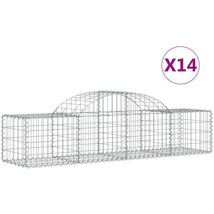Gabioner bågformade 14 st galvaniserat järn vidaXL 200 x 50 x 40/60 cm – bild 2