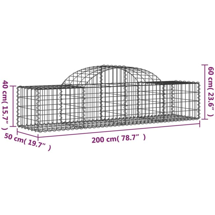 Gabioner bågformade 14 st galvaniserat järn vidaXL 200 x 50 x 40/60 cm – bild 6