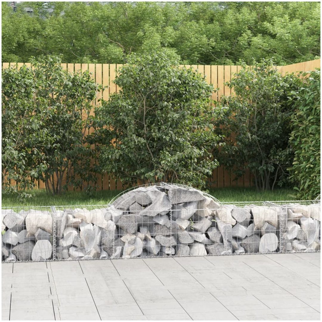 Gabioner bågformade 14 st galvaniserat järn vidaXL 200 x 50 x 40/60 cm