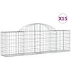 Gabioner bågformade 15 st galvaniserat järn vidaXL 200 x 30 x 60/80 cm – miniatyr 2