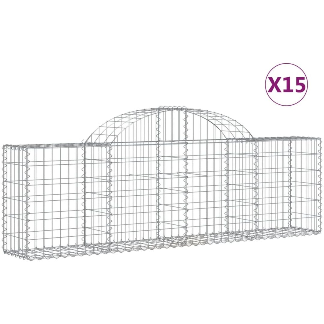 Gabioner bågformade 15 st galvaniserat järn vidaXL 200 x 30 x 60/80 cm – bild 2