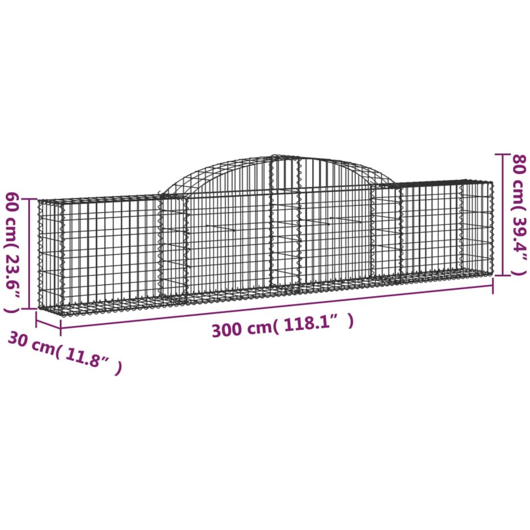 Gabioner bågformade 17 st galvaniserat järn vidaXL 300 x 30 x 60/80 cm – bild 6