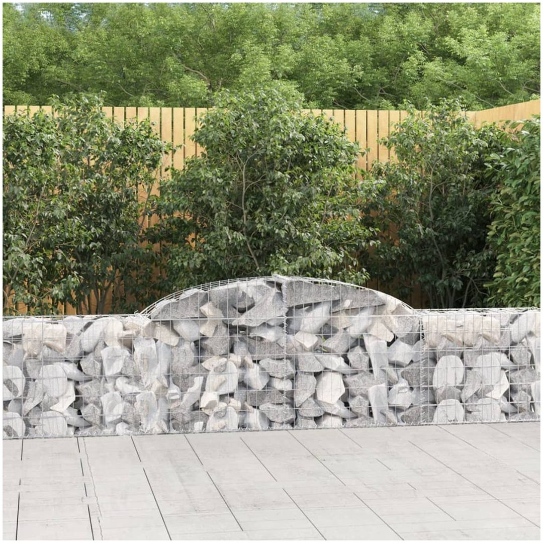 Gabioner bågformade 17 st galvaniserat järn vidaXL 300 x 30 x 60/80 cm