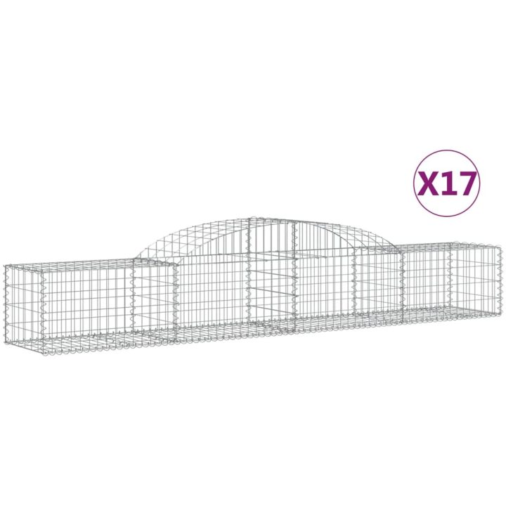 Gabioner bågformade 17 st galvaniserat järn vidaXL 300 x 50 x 40/60 cm – bild 2