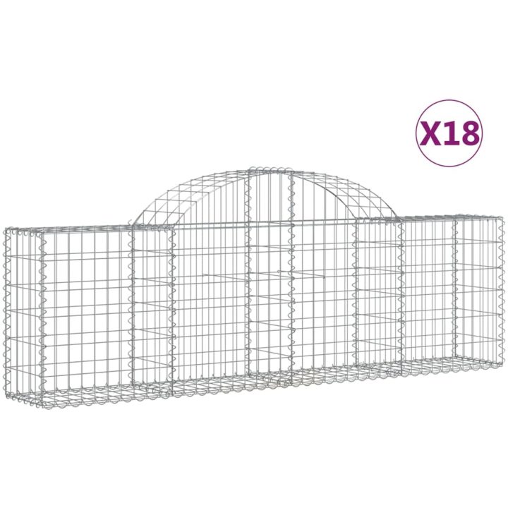 Gabioner bågformade 18 st galvaniserat järn vidaXL 200 x 30 x 60/80 cm – bild 2