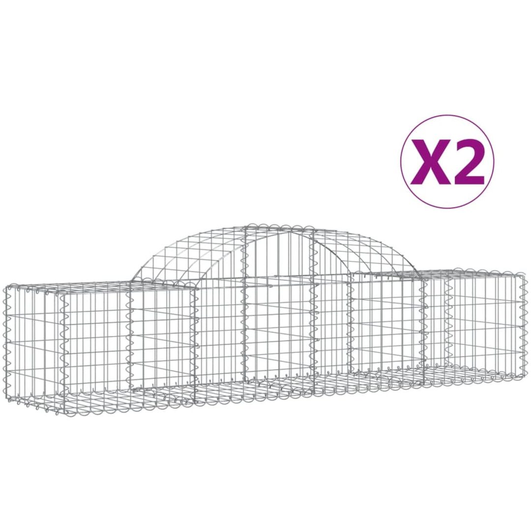 Gabioner bågformade 2 st galvaniserat järn vidaXL 200 x 50 x 40/60 cm – bild 2
