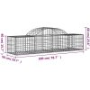Gabioner bågformade 2 st galvaniserat järn vidaXL 200 x 50 x 40/60 cm – miniatyr 6