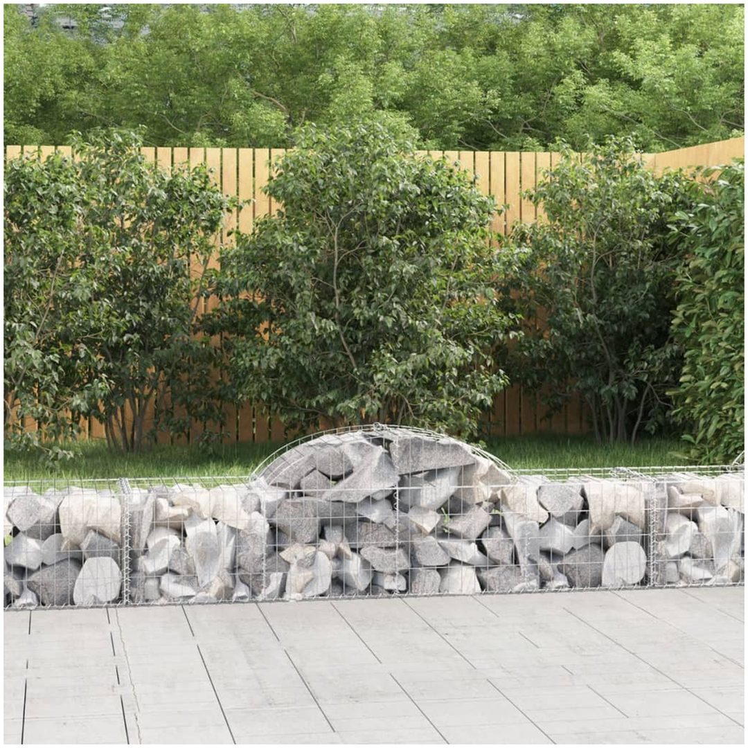 Gabioner bågformade 2 st galvaniserat järn vidaXL 200 x 50 x 40/60 cm