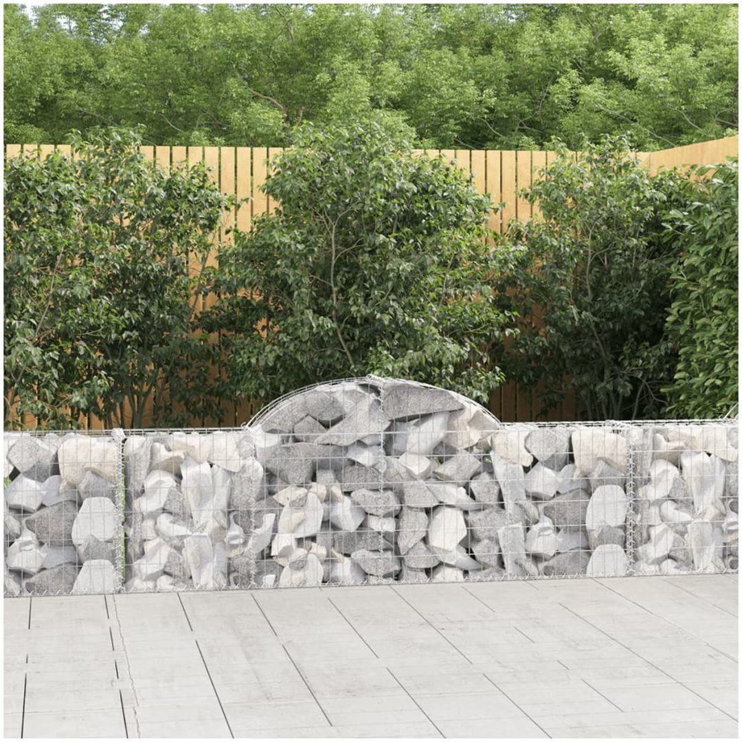 Gabioner bågformade 25 st galvaniserat järn vidaXL 200 x 30 x 60/80 cm