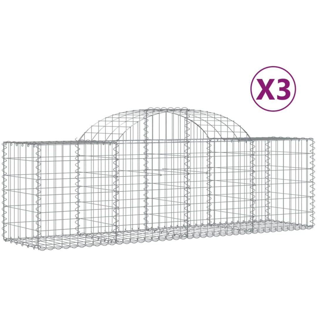 Gabioner bågformade 3 st galvaniserat järn vidaXL 200 x 50 x 60/80 cm – bild 2