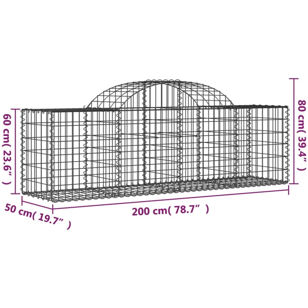 Gabioner bågformade 3 st galvaniserat järn vidaXL 200 x 50 x 60/80 cm – bild 6