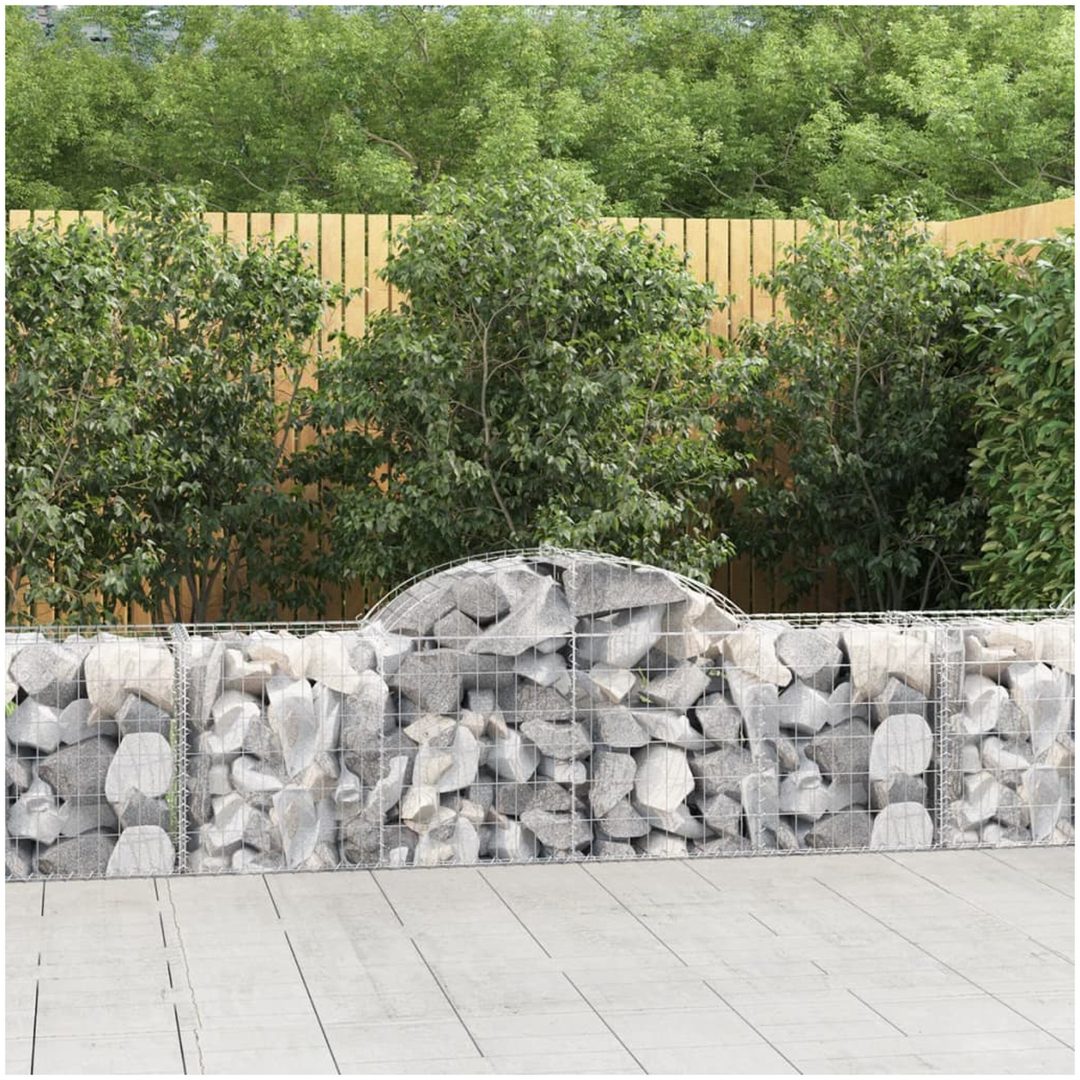 Gabioner bågformade 3 st galvaniserat järn vidaXL 200 x 50 x 60/80 cm