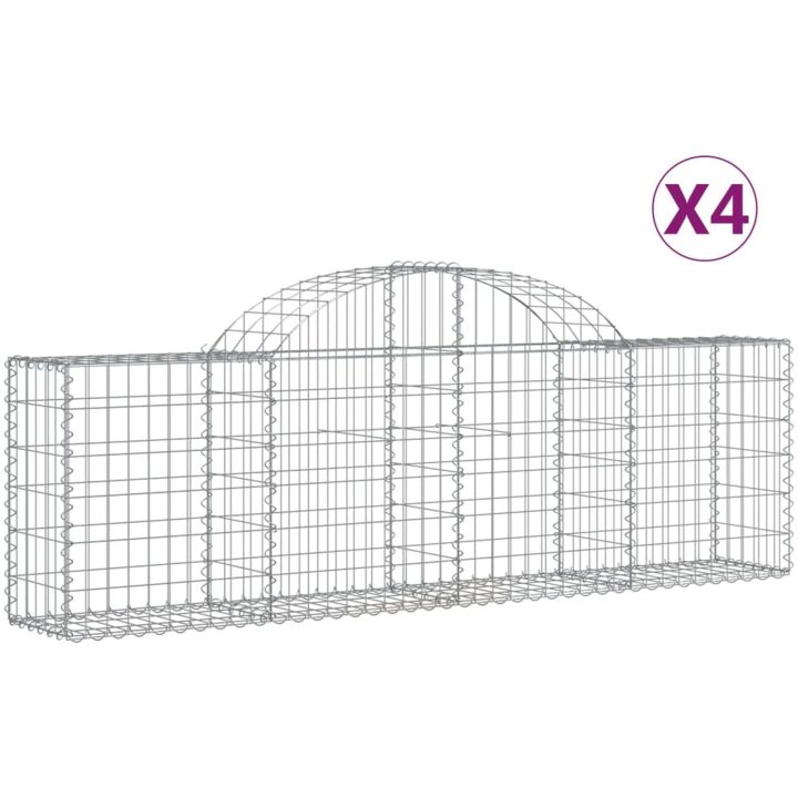 Gabioner bågformade 4 st galvaniserat järn vidaXL 200 x 30 x 60/80 cm – bild 2