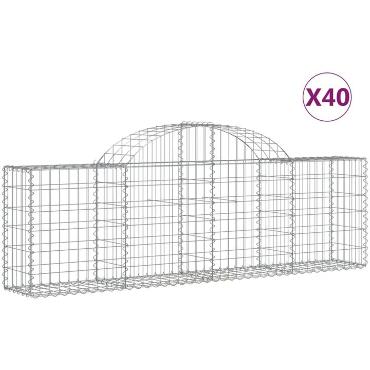 Gabioner bågformade 40 st galvaniserat järn vidaXL 200 x 30 x 60/80 cm – bild 2