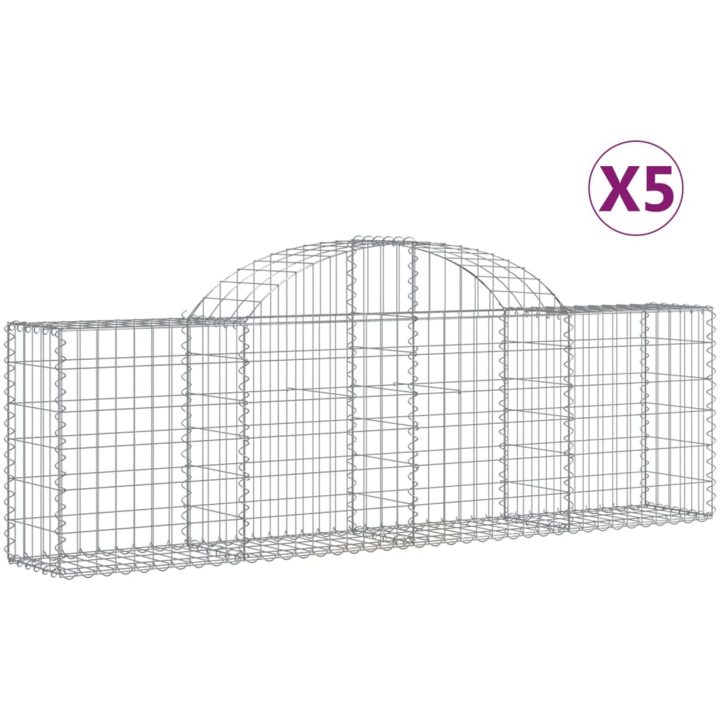 Gabioner bågformade 5 st galvaniserat järn vidaXL 200 x 30 x 60/80 cm – bild 2