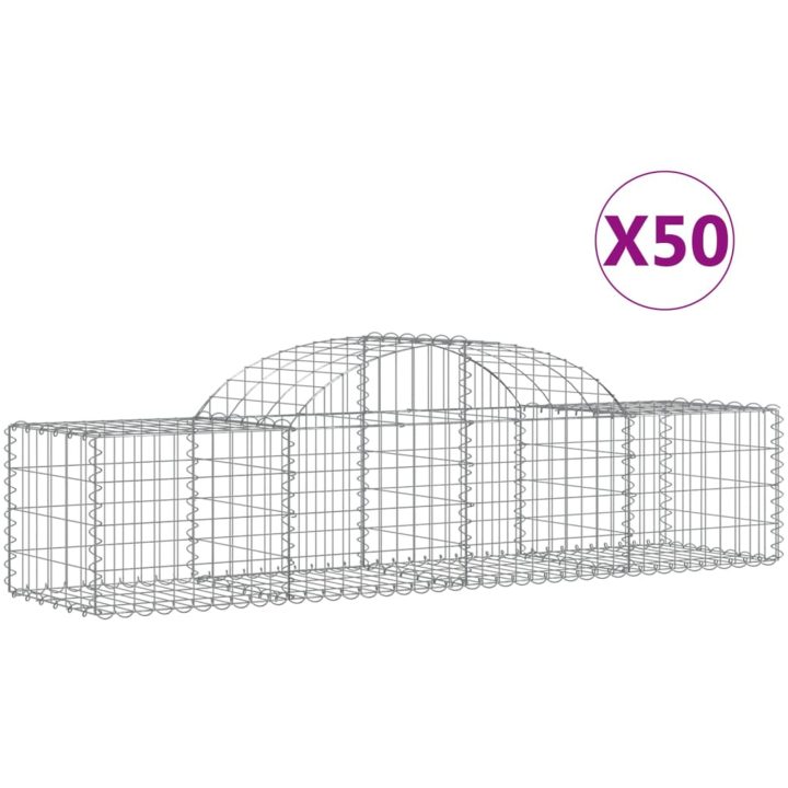 Gabioner bågformade 50 st galvaniserat järn vidaXL 200 x 50 x 40/60 cm – bild 2