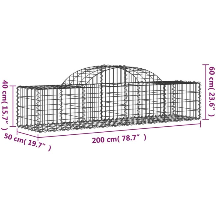 Gabioner bågformade 50 st galvaniserat järn vidaXL 200 x 50 x 40/60 cm – bild 6