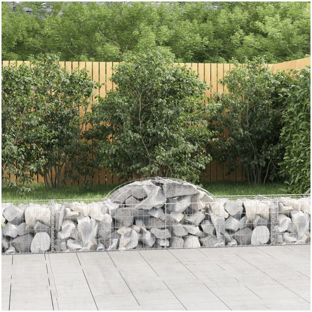Gabioner bågformade 50 st galvaniserat järn vidaXL 200 x 50 x 40/60 cm