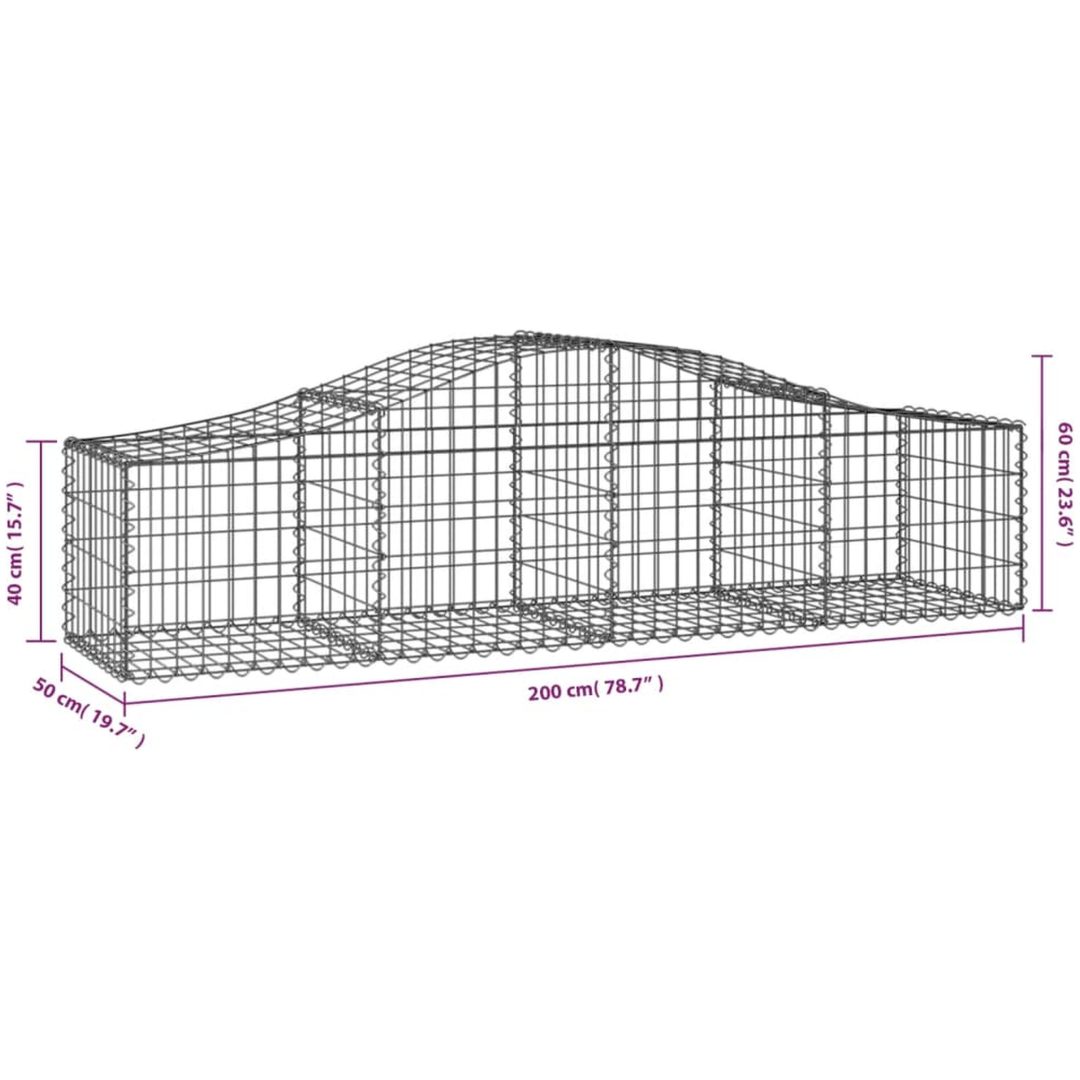 Gabioner bågformade 6 st galvaniserat järn vidaXL 200 x 50 x 40/60 cm – bild 6