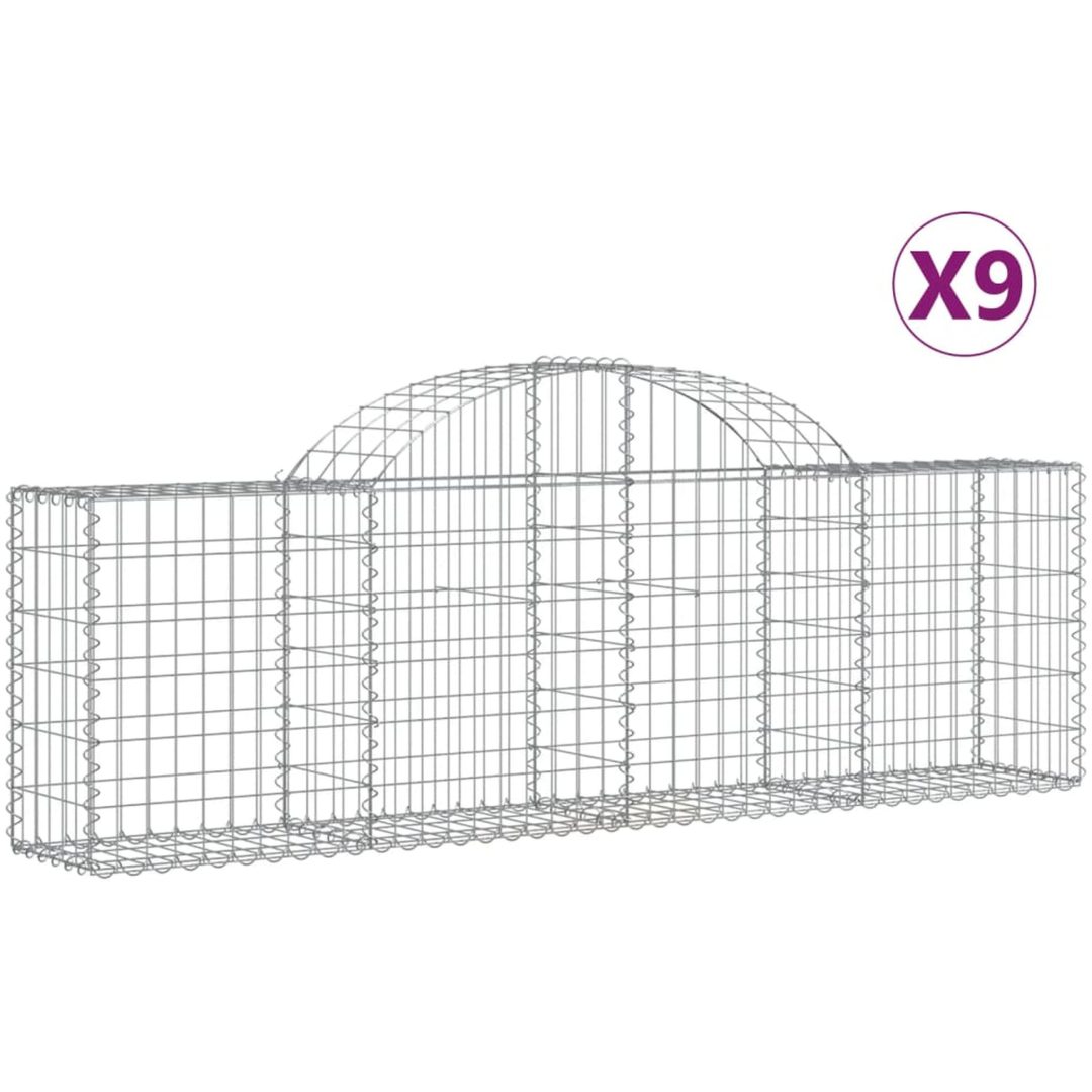 Gabioner bågformade 9 st galvaniserat järn vidaXL 200 x 30 x 60/80 cm – bild 2