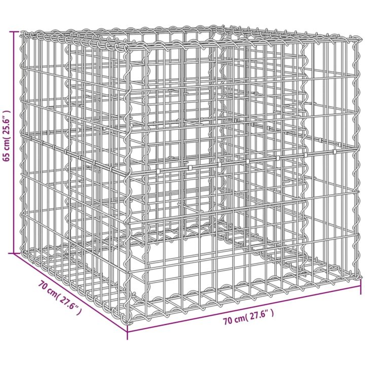 Gabionkorg silver 70x70x65 cm galvaniserat järn vidaXL – bild 7