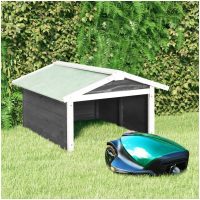 Garage för robotgräsklippare 72x87x50 cm grå och vit granträ vidaXL
