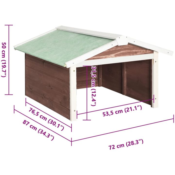 Garage för robotgräsklippare 72x87x50 cm mocca och vit granträ vidaXL – bild 9