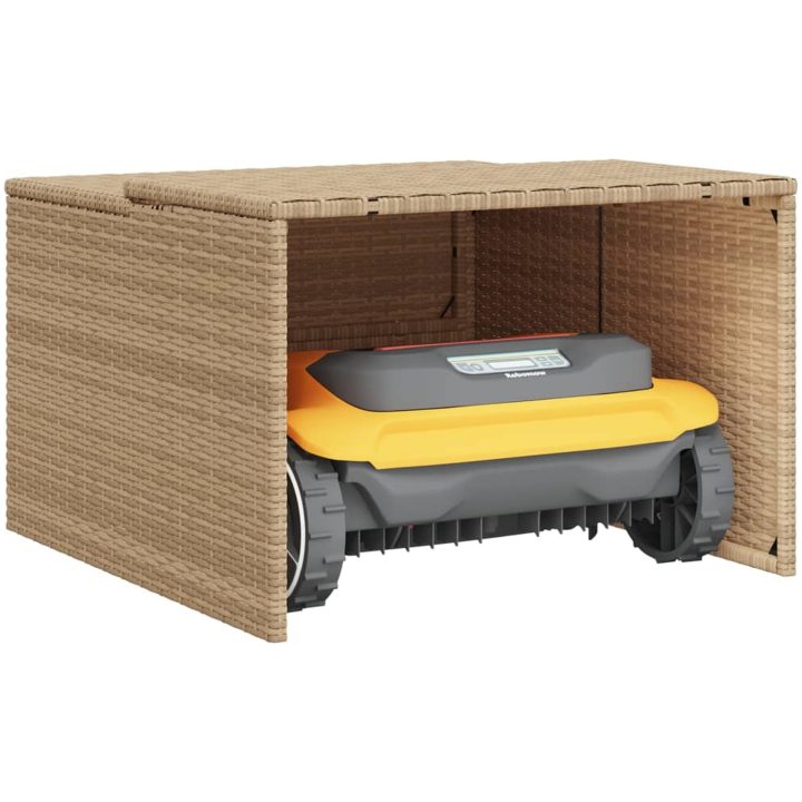 Garage för robotgräsklippare beige 86x90x52/57 cm konstrotting vidaXL – bild 4