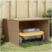 Garage för robotgräsklippare beige 86x90x52/57 cm konstrotting vidaXL