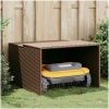 Garage för robotgräsklippare brun 86x90x52/57 cm konstrotting vidaXL – miniatyr 3
