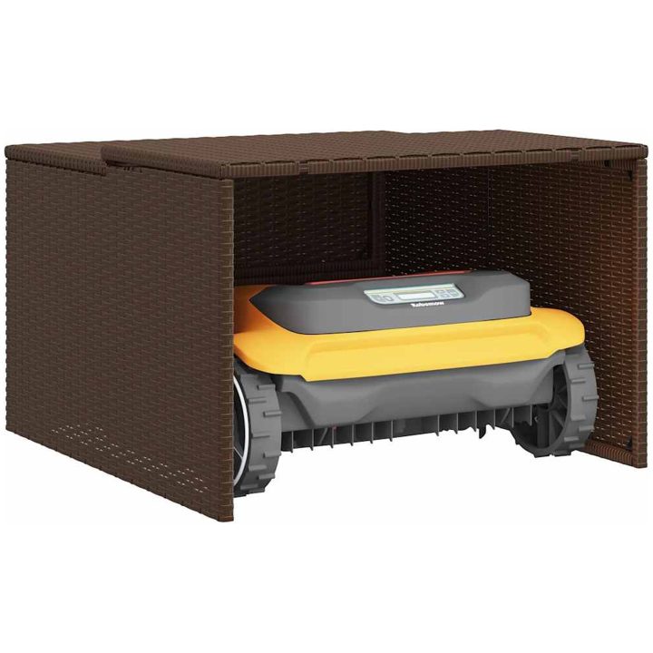 Garage för robotgräsklippare brun 86x90x52/57 cm konstrotting vidaXL – bild 5