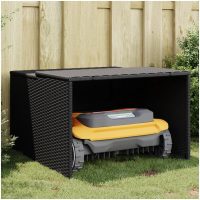 Garage för robotgräsklippare svart 86x90x52/57 cm konstrotting vidaXL