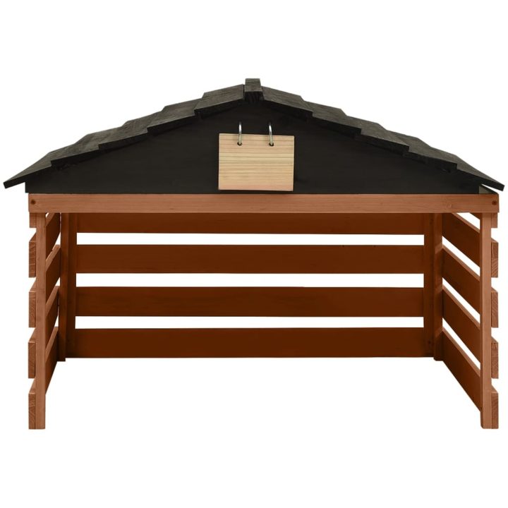 Garage för robotgräsklippare svart och brun 78x74x54 cm granträ vidaXL – bild 2