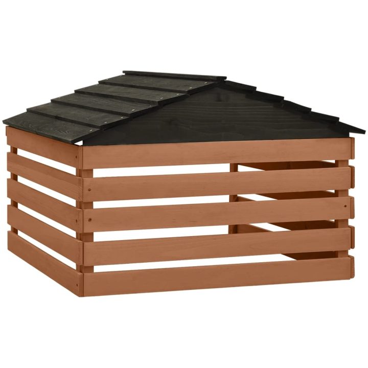 Garage för robotgräsklippare svart och brun 78x74x54 cm granträ vidaXL – bild 4