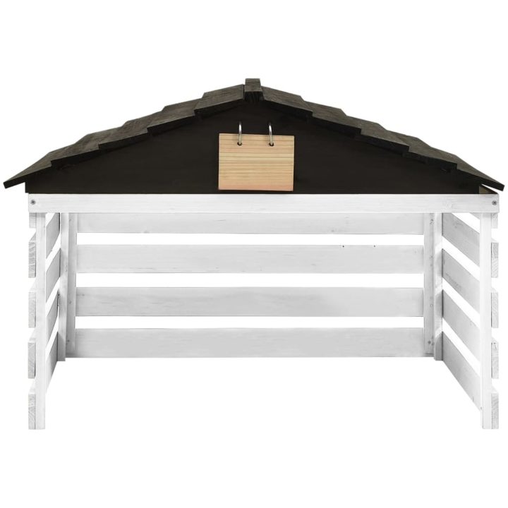 Garage för robotgräsklippare svart och vit 78x74x54 cm granträ vidaXL – bild 2
