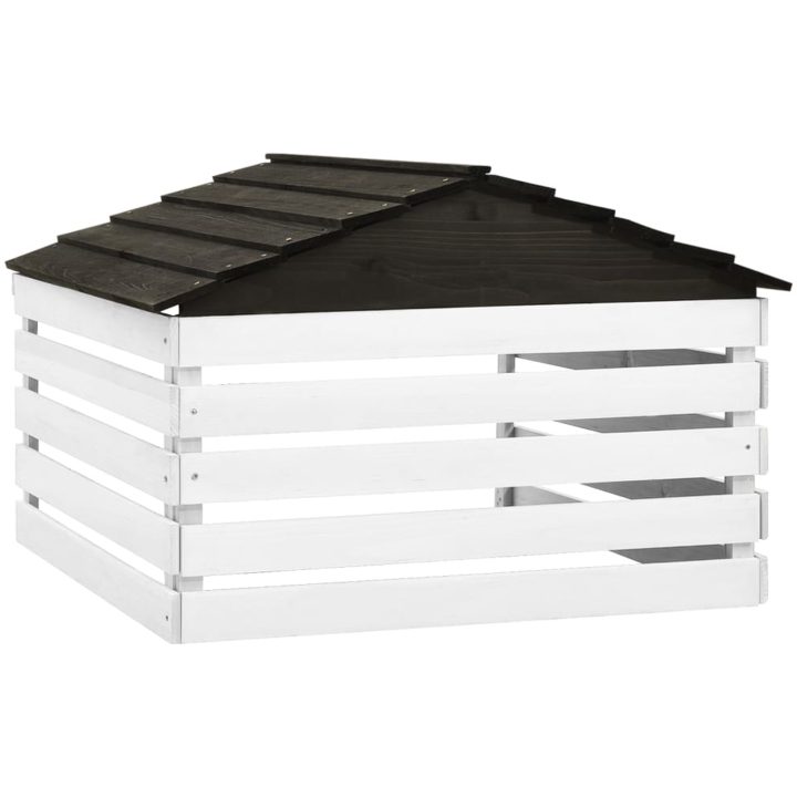 Garage för robotgräsklippare svart och vit 78x74x54 cm granträ vidaXL – bild 4