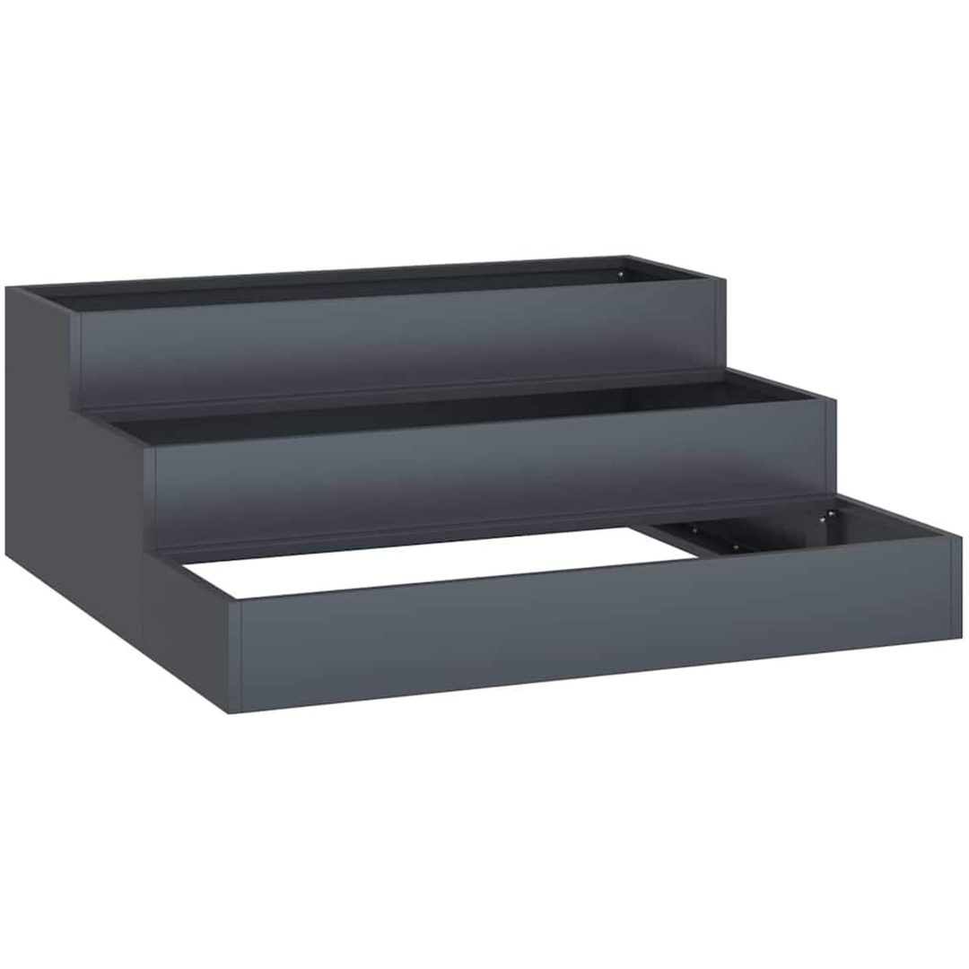 Garden Planter 3-Tier Antracit Stål vidaXL 90 x 90 x 35 cm – bild 2