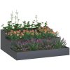Garden Planter 3-Tier Antracit Stål vidaXL 90 x 90 x 35 cm – miniatyr 3