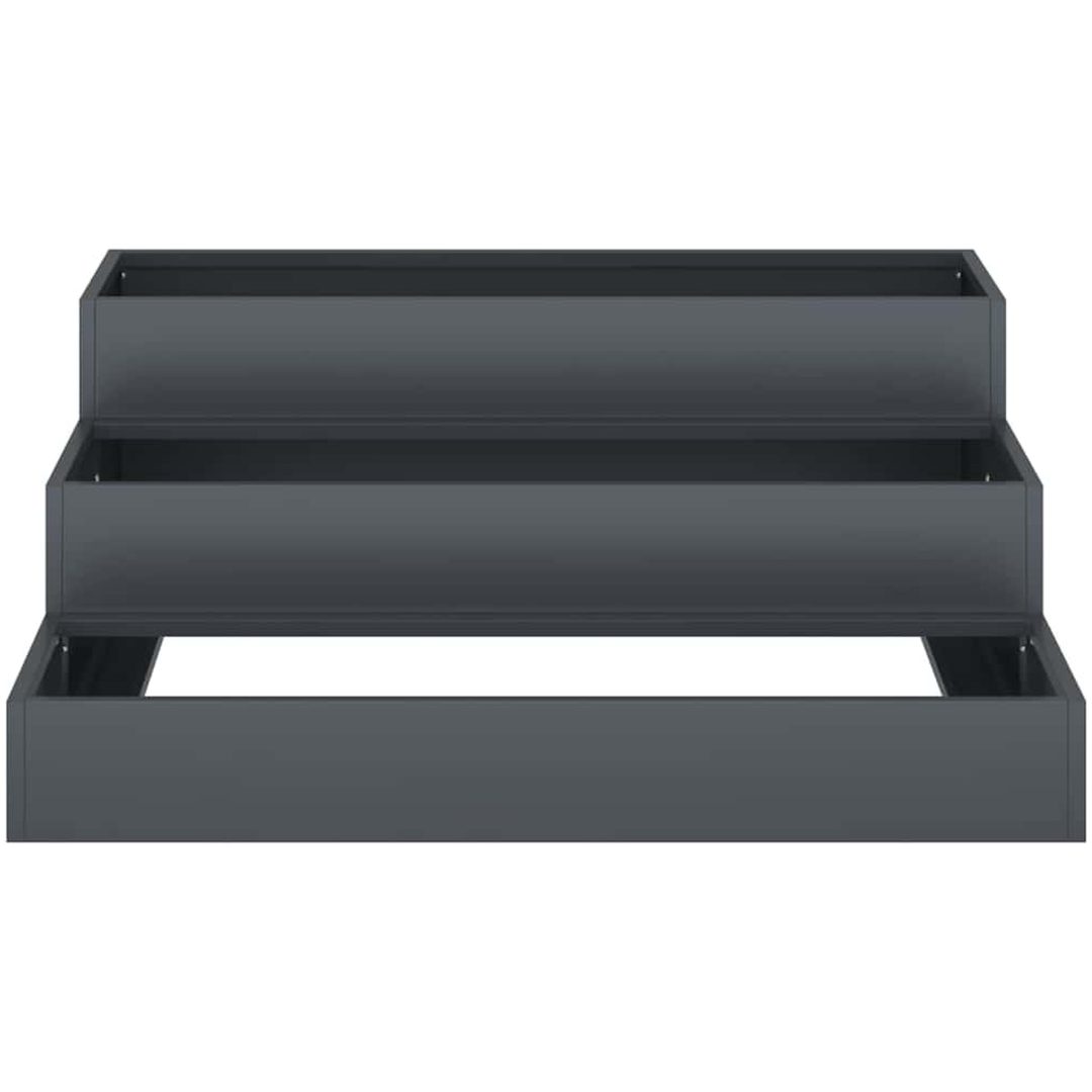 Garden Planter 3-Tier Antracit Stål vidaXL 90 x 90 x 35 cm – bild 6
