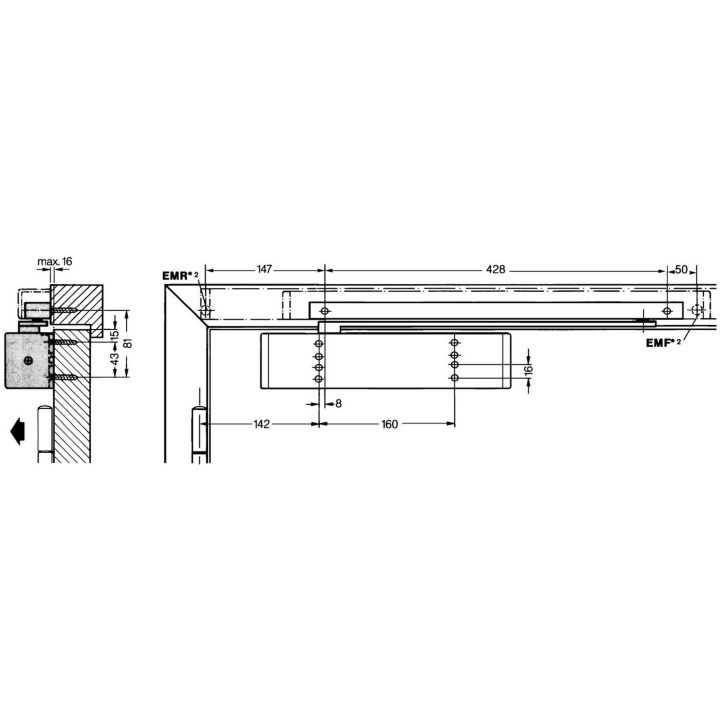 Glidskenedörrstängare TS93 DORMA DÖRRSTÄNGARE DORMA TS93B EN2-5 – bild 2