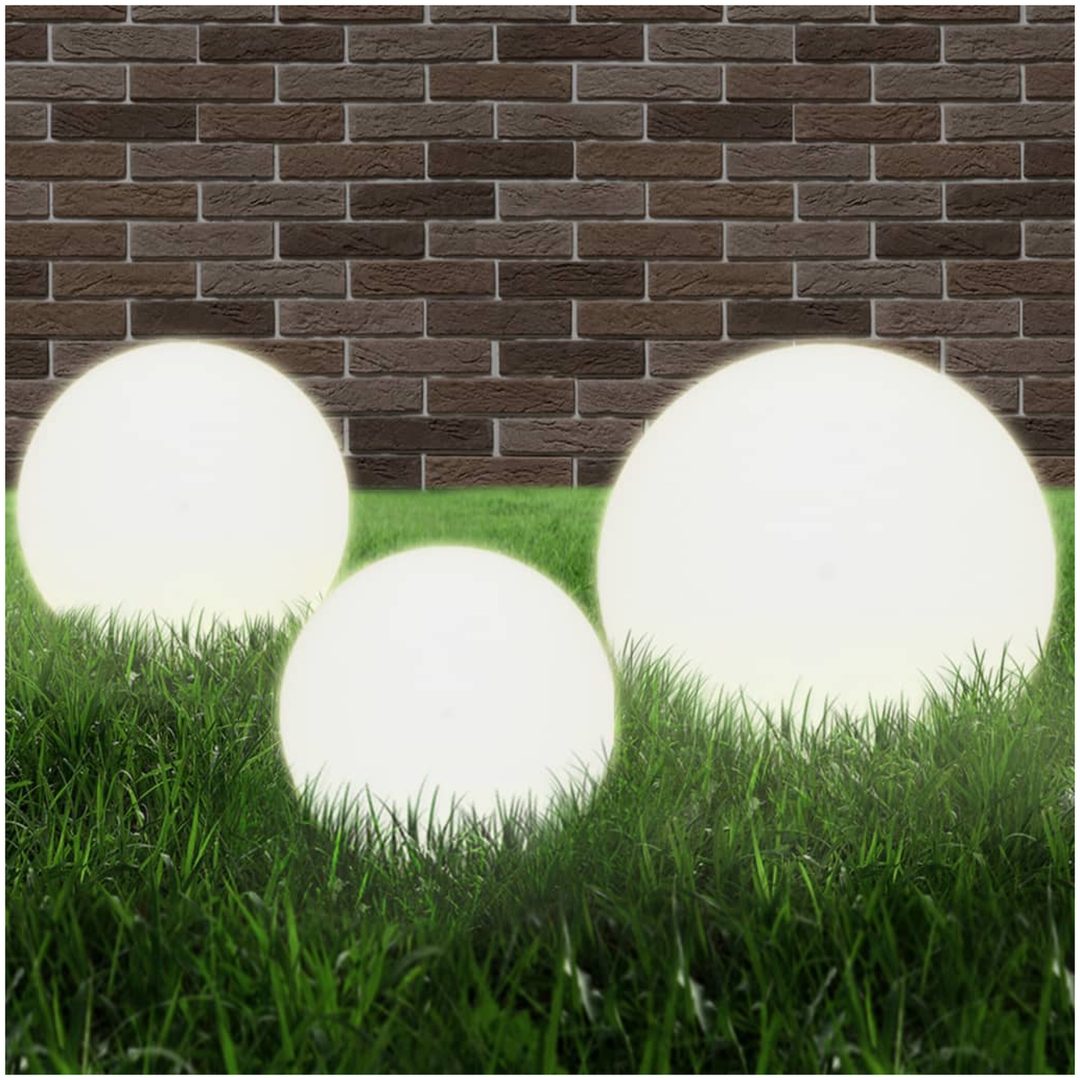 Globlampa LED set 3 st sfäriska 20/30/40 cm PMMA vidaXL