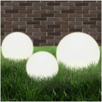 Globlampa LED set 3 st sfäriska 20/30/40 cm PMMA vidaXL