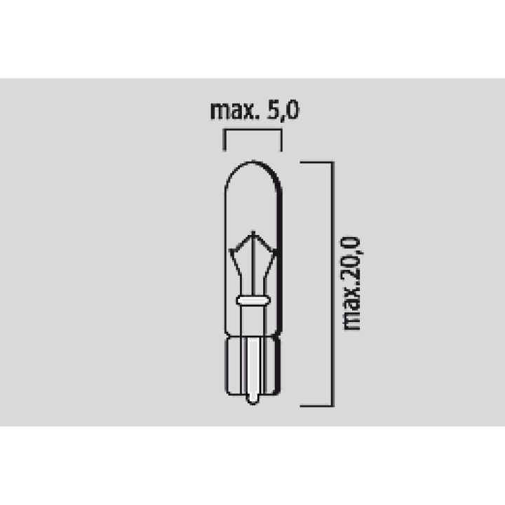Glödlampa 12V FLOSSER BULB 12V 1,2W T5 W2X4,6D 10PK – bild 2