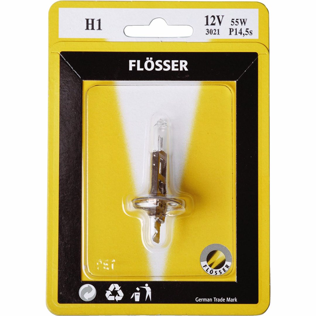 Glödlampa 12V FLOSSER BULB H1 12V 55W P14,5S