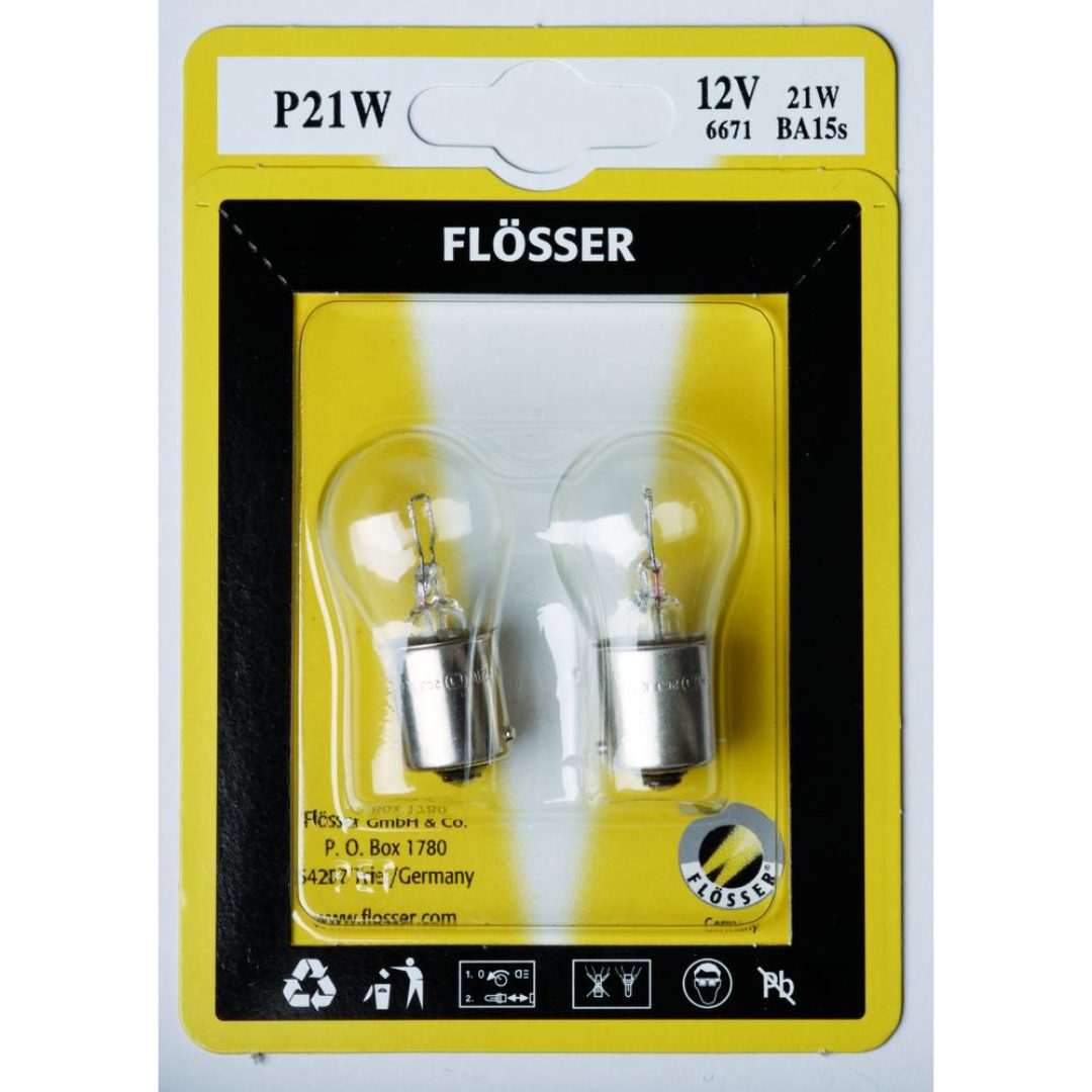 Glödlampa 12V FLOSSER BULB P21W 12V 21W BA15S 10PK