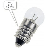 Glödlampa 6V 0.6W bak Sockel E10